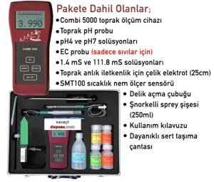 Combi 5000 Toprak Ph / EC / Nem / Sıcaklık / Anlık İletkenlik Ölçüm Cihazı