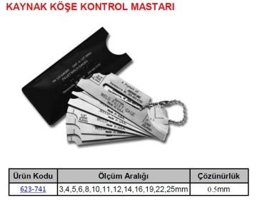 Kaynak Köşe Kontrol Mastarı