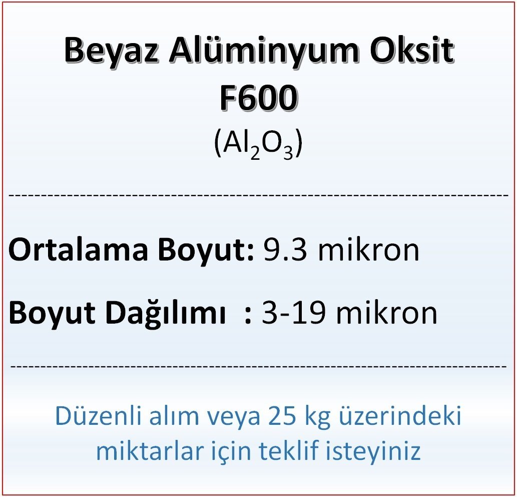 Alüminyum Oksit F600 - Al2O3 - 9.3 mikron