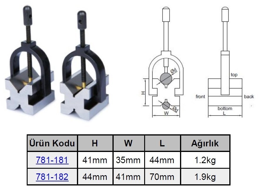 Kelepçeli V yatağı Çift