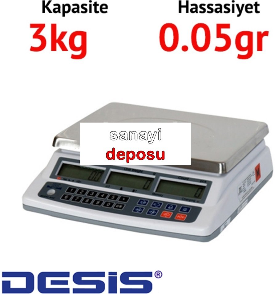 Desis AHC Dijital Hassas Sayıcı Terazi - Hassasiyet: 0.05 gr. Max: 3 kg.