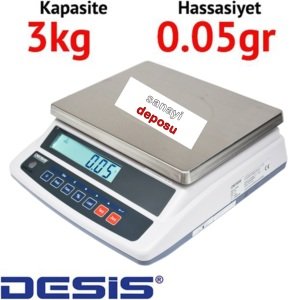 Desis AHW Serisi Hassas Terazi - Hassasiyet 0.05 gr. Max: 3 kg.