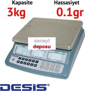 Desis ATC Dijital Hassas Sayıcı Terazi - Hassasiyet: 0.1 gr. Max: 3 kg.
