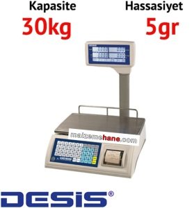 Desis JPPN Fiş Çıkarabilen Fiyat Hesaplamalı Terazi Hassasiyet: 5 gr. Max: 30 kg.