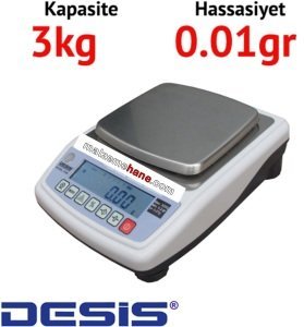 Desis NHB 3000 PLUS Hassas Terazi Hassasiyet 0.01 g. Max: 3 kg.