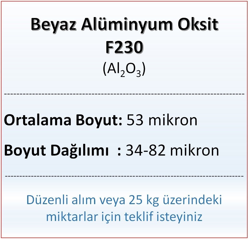 Alüminyum Oksit F230 - Al2O3 - 53 mikron