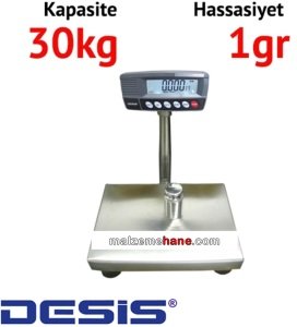 Desis RW Kefesi Paslanmaz Baskül - Hassasiyet: 1 gr. Max: 30 kg.