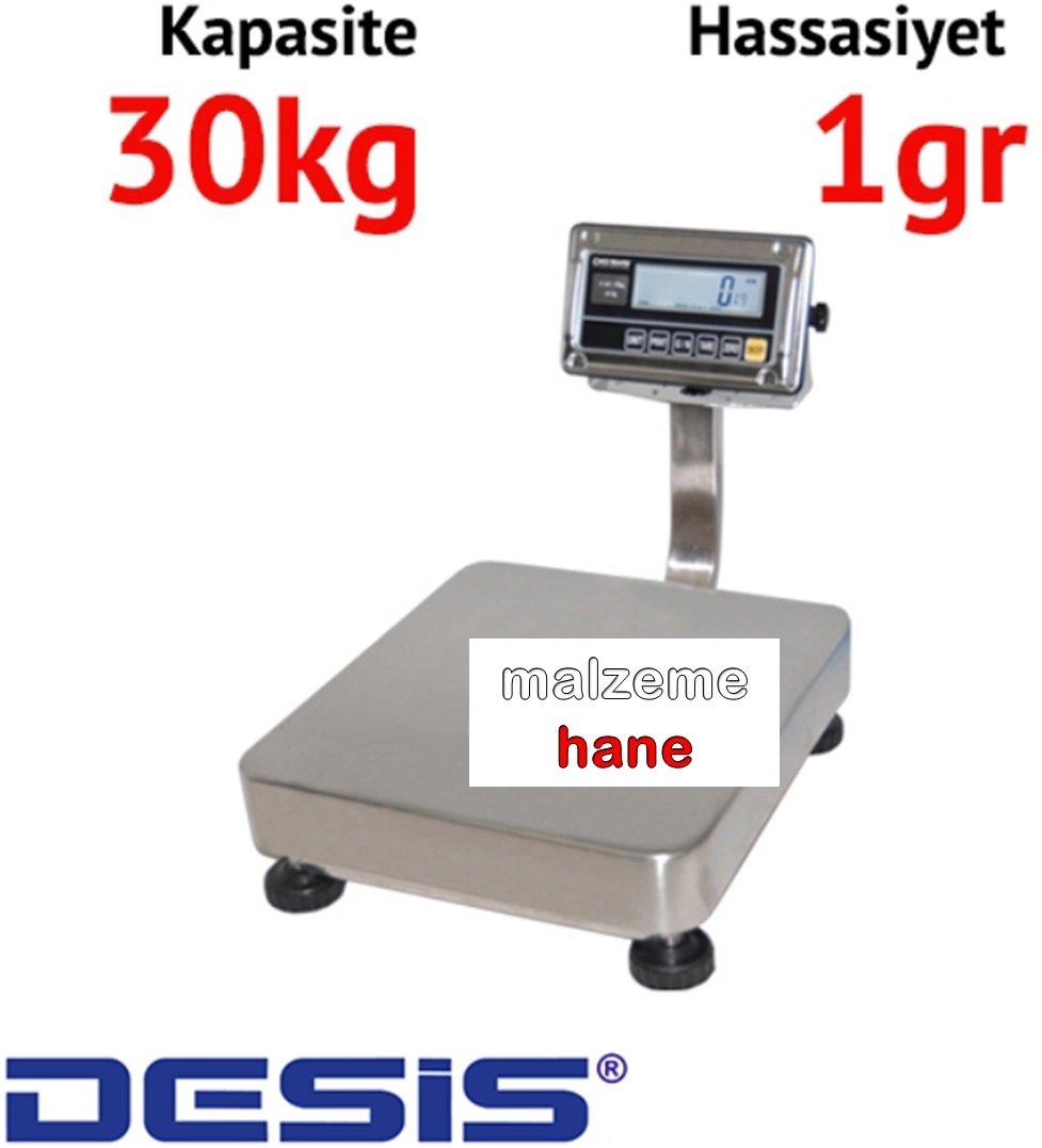Desis RWS Dijital Paslanmaz Terazi - Hassasiyet: 1 gr. Max: 30 kg.
