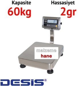 Desis RWS Dijital Paslanmaz Terazi - Hassasiyet: 2 gr. Max: 60 kg.