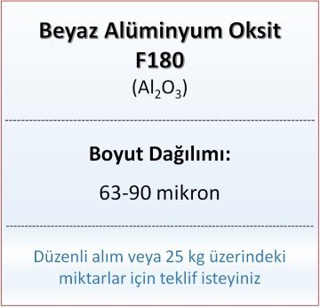 Alüminyum Oksit F180 - Al2O3 - 63-90mikron