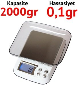 DM3-2000 Mini Hassas Terazi Hassasiyet 0.1 g. Max: 2000 gr.