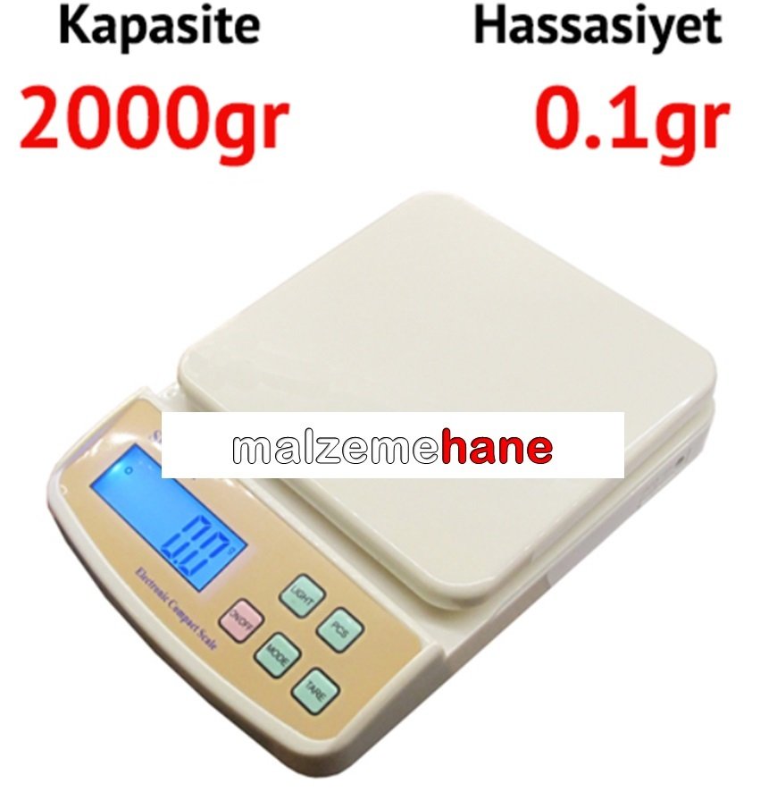 ECS 2000 Dijital Hassas Terazi - Hassasiyet: 0.1 gr. Max: 2000 gr.