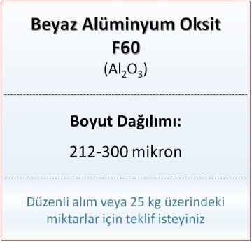 Alüminyum Oksit F60 - Al2O3 - 212-300mikron