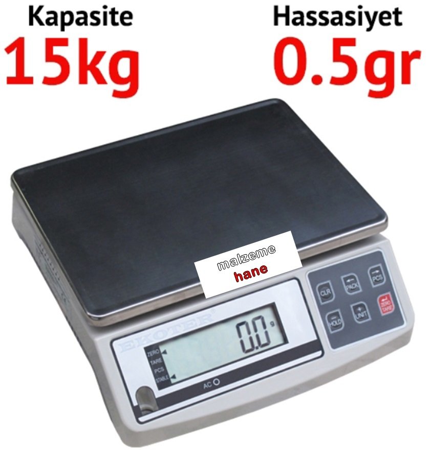 EKOTER H5 Dijital Hassas Terazi - Hassasiyet: 0.5 gr. Max: 15 kg.