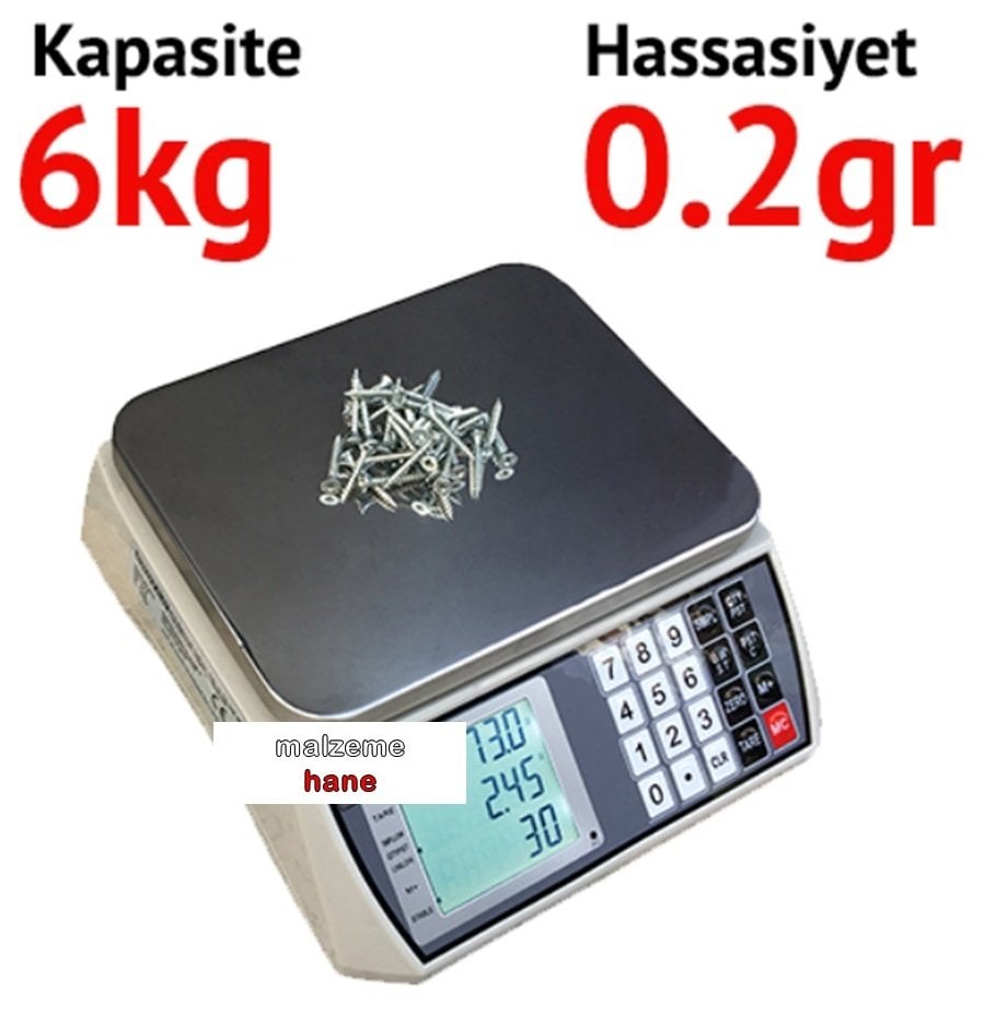 EKOTER H7C-6 Dijital Hassas Sayıcı Terazi Hassasiyet: 0.2 gr. Max: 6 kg.