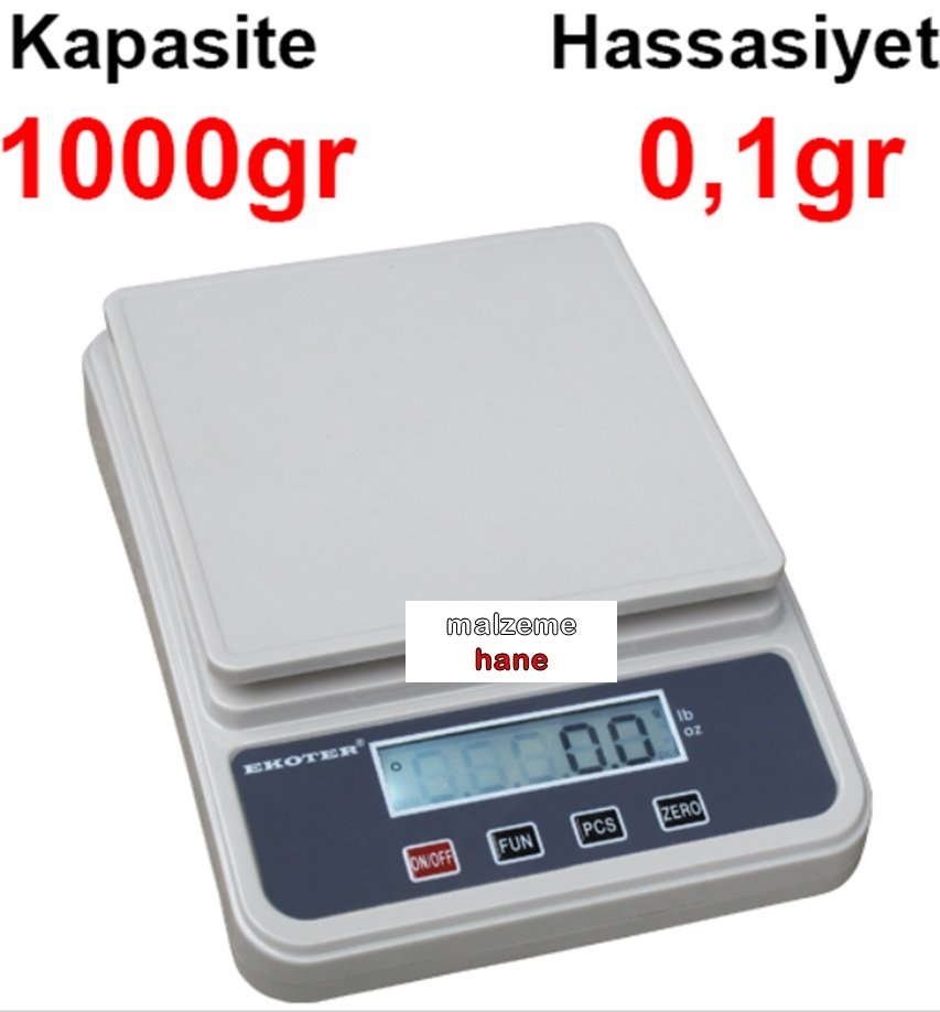 EKOTER KFS 1000 Dijital Terazi - Hassasiyet: 0.1 gr. Max: 1000 gr.