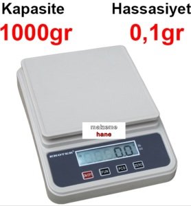 EKOTER KFS 1000 Dijital Terazi - Hassasiyet: 0.1 gr. Max: 1000 gr.