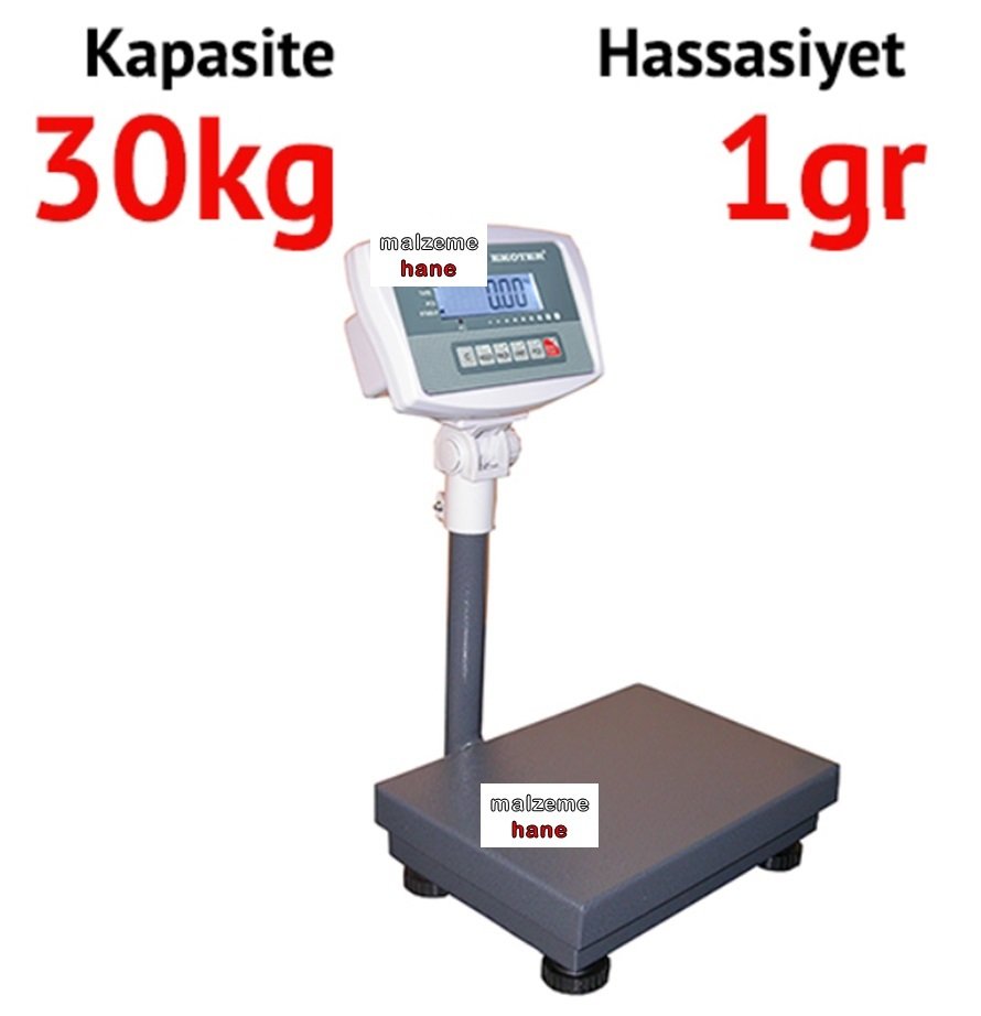 EKOTER Kısa Boyunlu Kantar Hassasiyet: 1gr. Max: 30 kg.