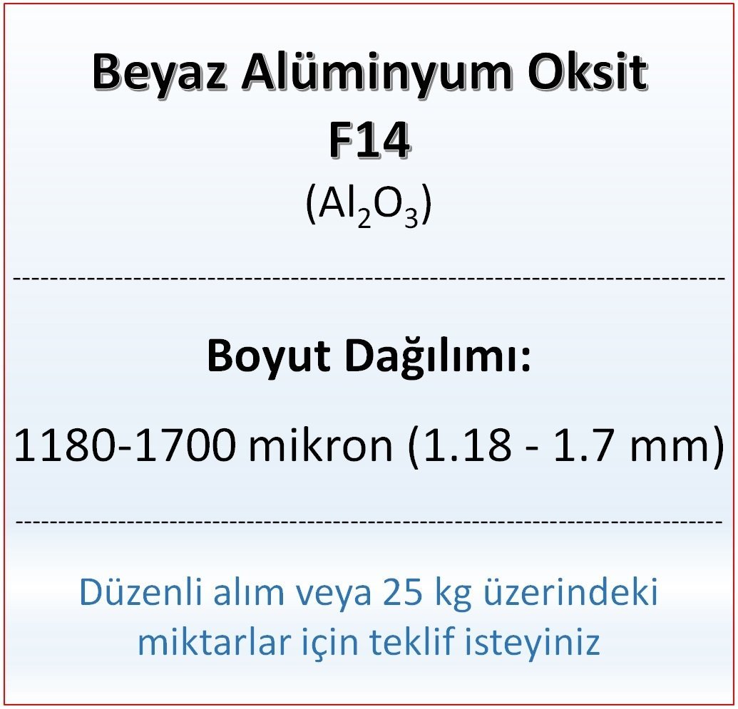 Alüminyum Oksit F14 - Al2O3 - 1180-1700mikron