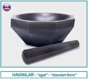 İsolab havan - agat - tokmağı ile - standart form (1 adet)