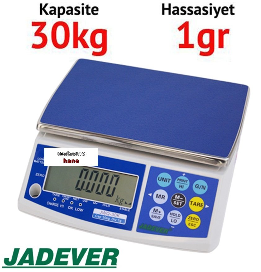 Jadever JWQ Dijital Hassas Terazi - Hassasiyet: 1 gr. Max: 30 kg.