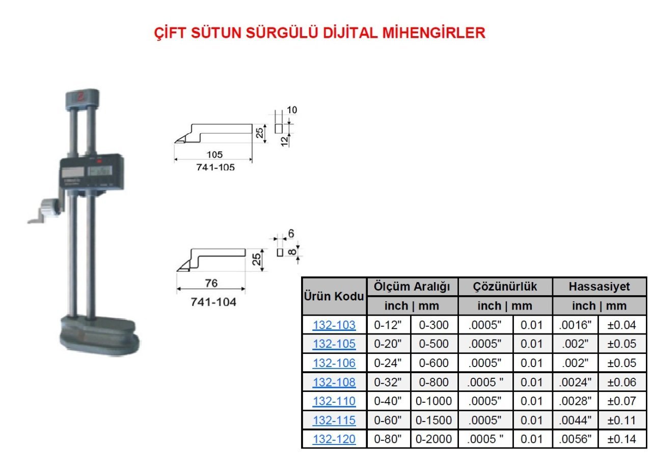 Çift Sütun Dijital Mihengir 300mm