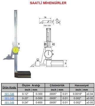 Saatli Mihengir 500/0.01mm