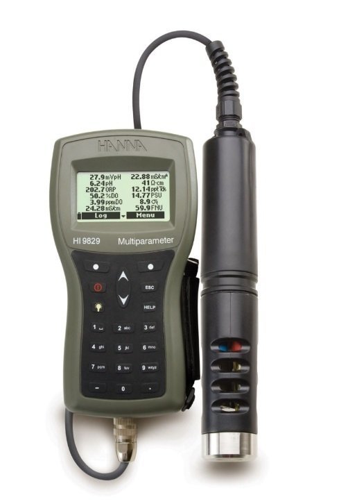 HANNA HI9829 Taşınabilir Multiparametre pH / ISE / EC / DO / Bulanıklık Su Geçirmez Metre, opsiyonel GPS ile