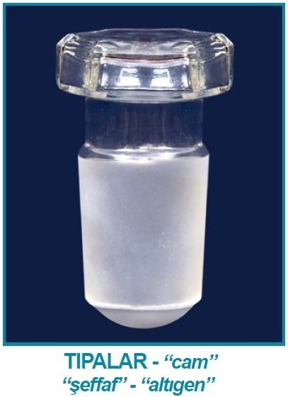 İsolab tıpa - cam - şeffaf - hexagonal kapaklı (10 adet)