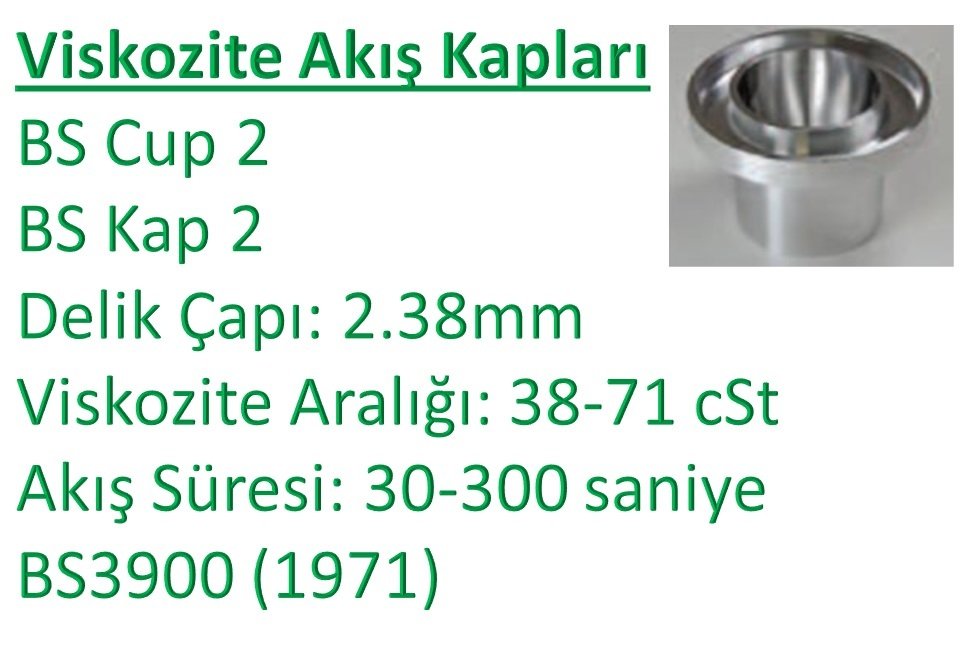 BS Viskozite Ölçüm Kabı - (2.38mm & 38-71 cSt) - BS3900 (1971)