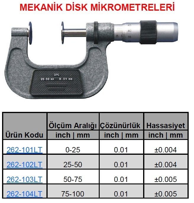 Mekanik Disk Mikrometre 75-100mm