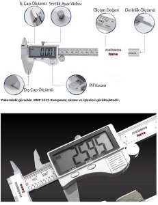 Loyka KMP 5515 Geniş Ekranlı Kumpas 0-150 mm