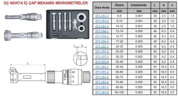 Üç Nokta Mekanik Mikrometre 8-10/0.001mm