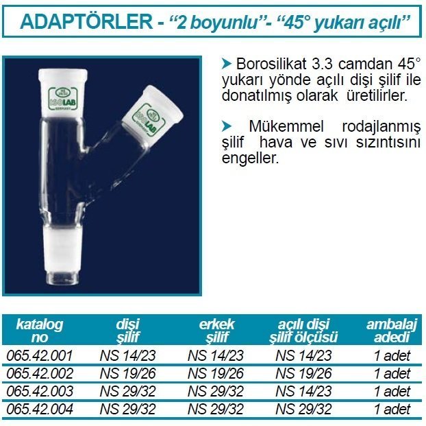 İsolab adaptör - çoklu - 2 boyunlu - yukarı açılı (1 adet)