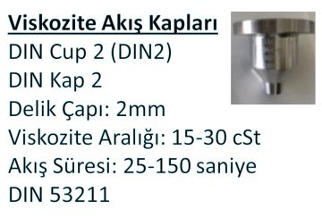 DIN 53211 DIN Cup Akış Kabı - (2mm & 15-30 cSt)