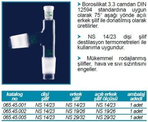 İsolab adaptör - distilasyon - standart başlık (1 adet)