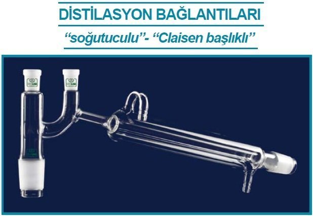 İsolab distilasyon bağlantıları - kondenserli & Claisen başlıklı - standart(1 adet)