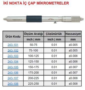 İki Nokta Mekanik İç Çap Mikrometre 75-100mm