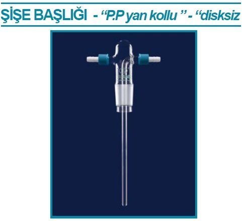 İsolab gaz yıkama şişe başlığı - frit disksiz - P.P yan kollu (1 adet)