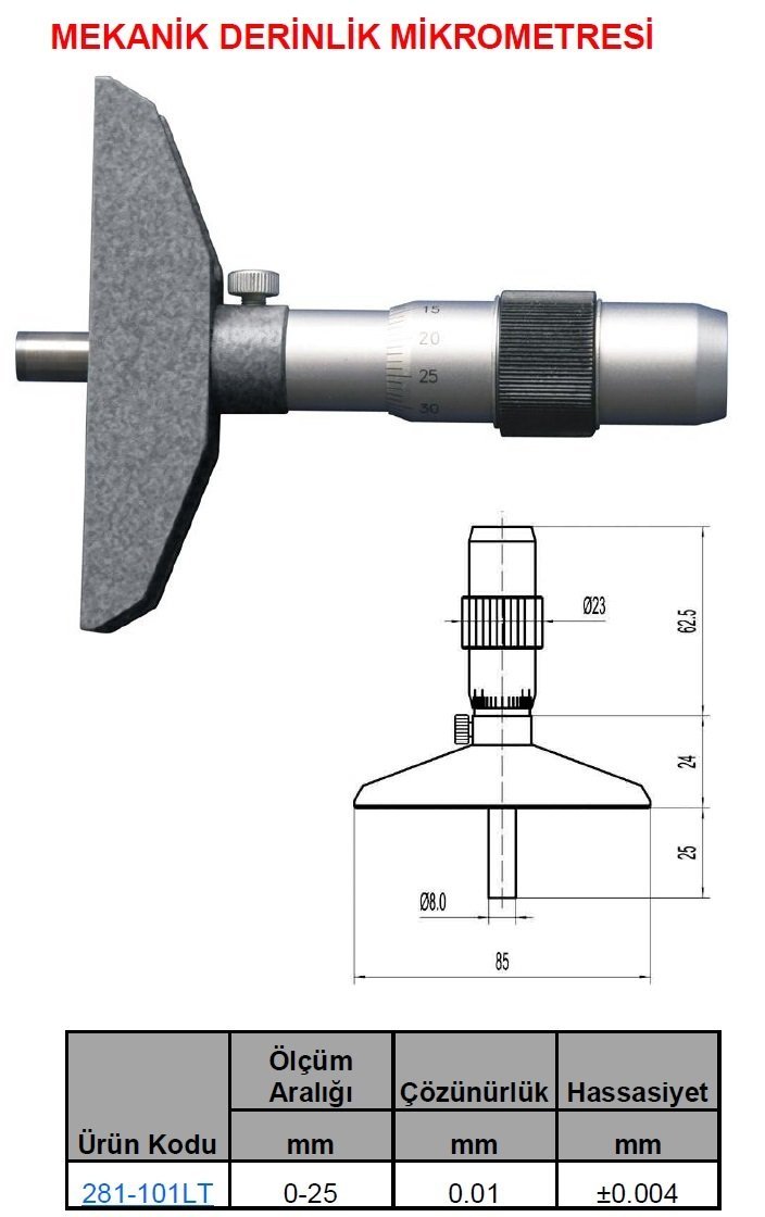 Mekanik Derinlik Mikrometresi