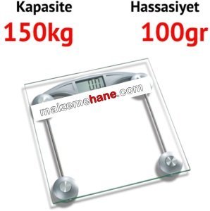 Neck Dijital Cam Banyo Baskülü - Hassasiyet: 100 gr. Max: 150 kg.