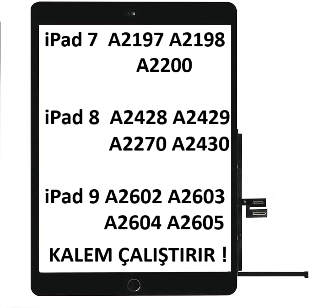 Apple iPad 7.Nesil A2197 A2198 A2200 Dokunmatik Tuşlu Siyah Orjinal