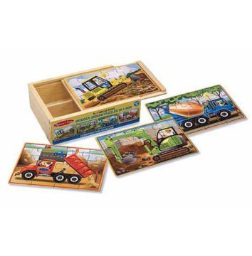 Melissa&Doug Ahşap 12x4 Yapboz Seti - İnşaat Araçları