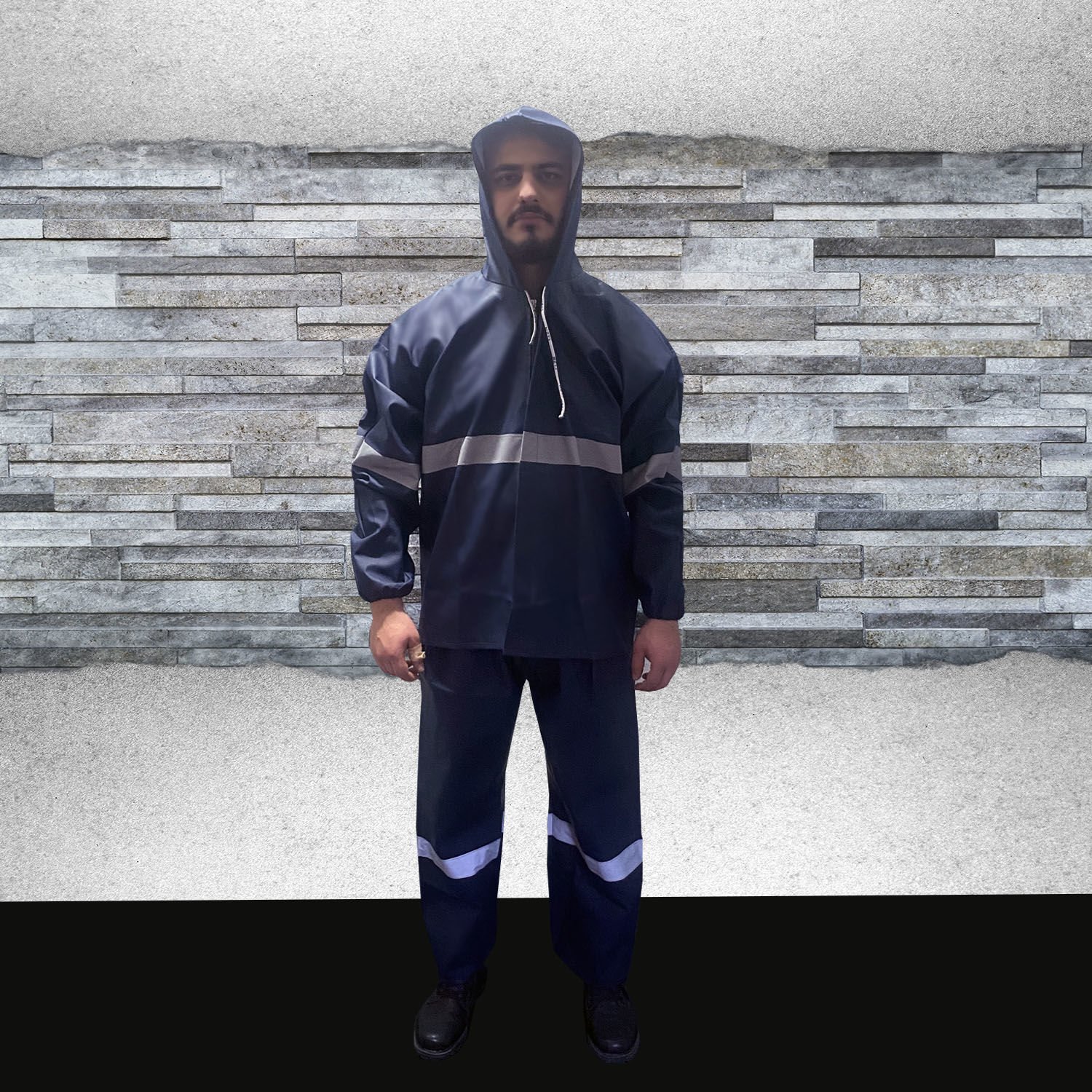 Balıkçı Takım Yağmurluk Reflektörlü Lacivert