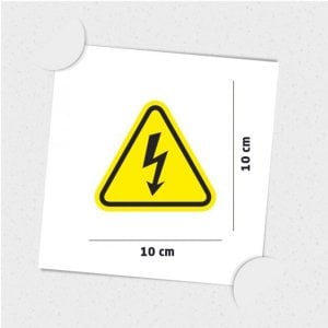 Dikkat Elektrik Uyarı Sticker Etiket 10x10 cm (10'lu Paket)