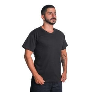 Penye T-Shirt Kısa Kollu 0 Yaka Siyah