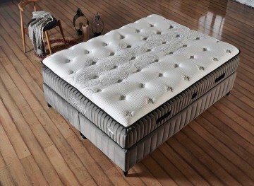 Fluffy Pedli Torba ve Mini Paket Yaylı Omurga Destekli Yatak Seti Yatak+Baza+Başlık