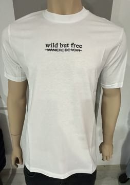 5313 Beyaz Kabartma Enjeksiyon Baskılı T-shirt