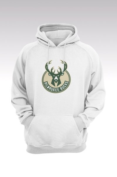 Milwaukee Bucks 133 Beyaz Kapüşonlu Sweatshırt - Hoodie XL