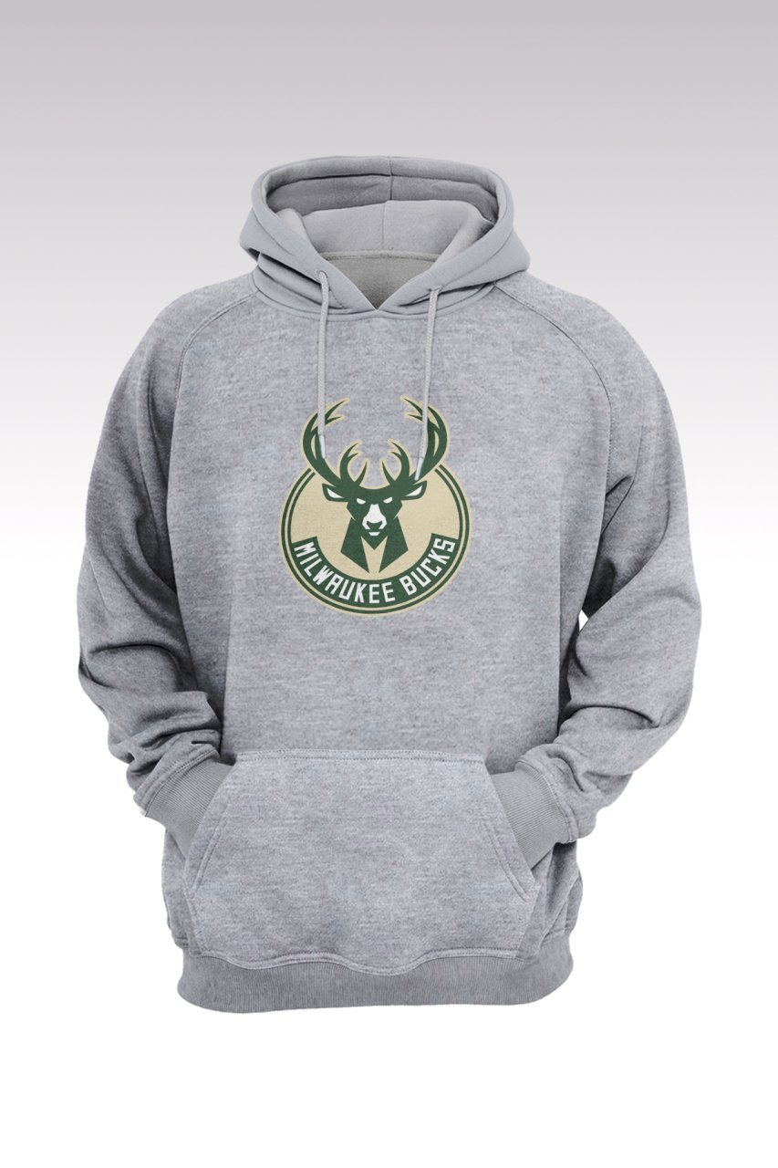 Milwaukee Bucks 133 Gri Kapşonlu Sweatshirt - Hoodie L